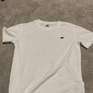 New Balance boys white with black logo t shirt